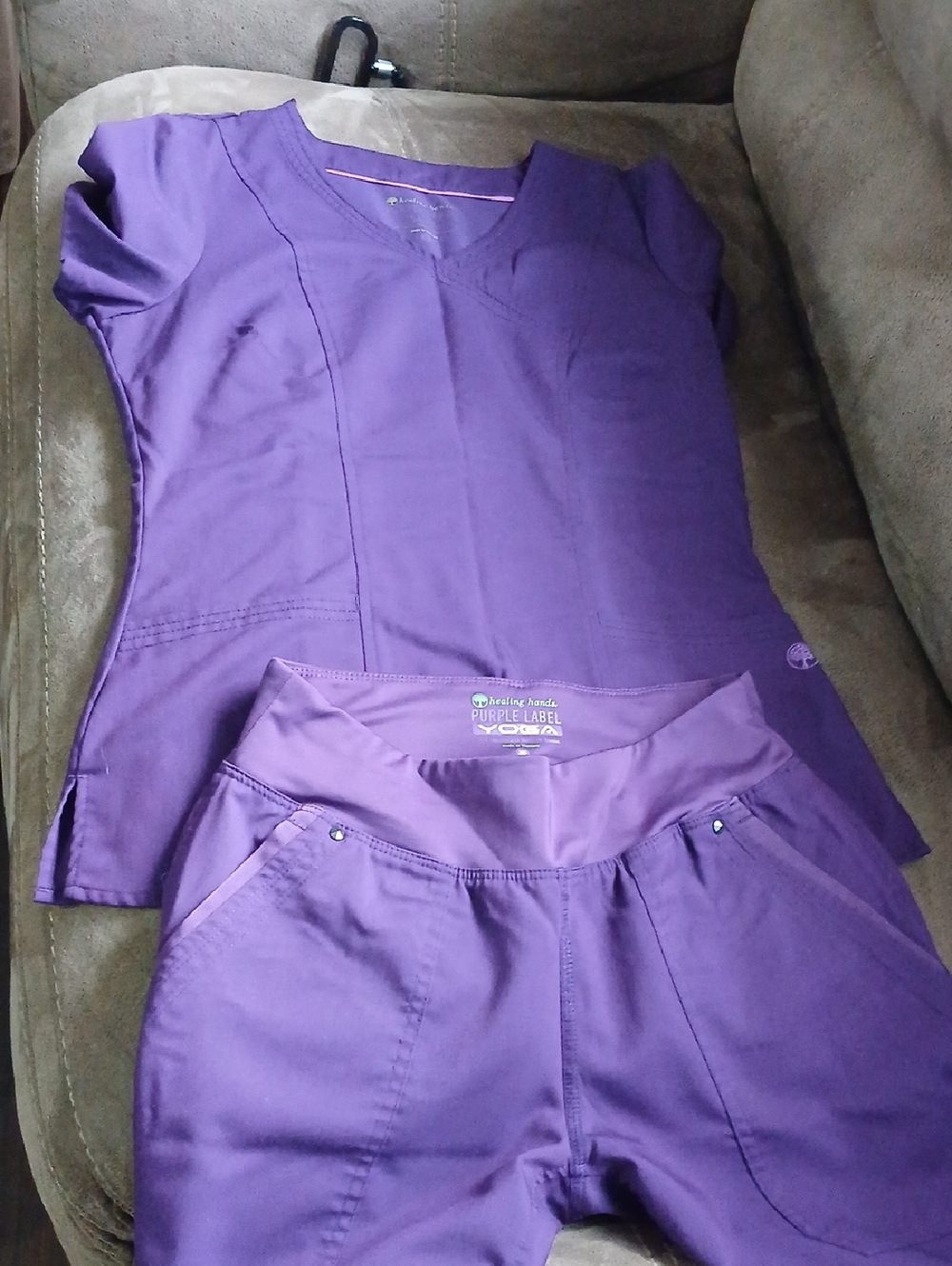 healing hands Purple small Scrub Top and XS Pants